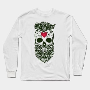 A Bearded Gentleman Skull Long Sleeve T-Shirt